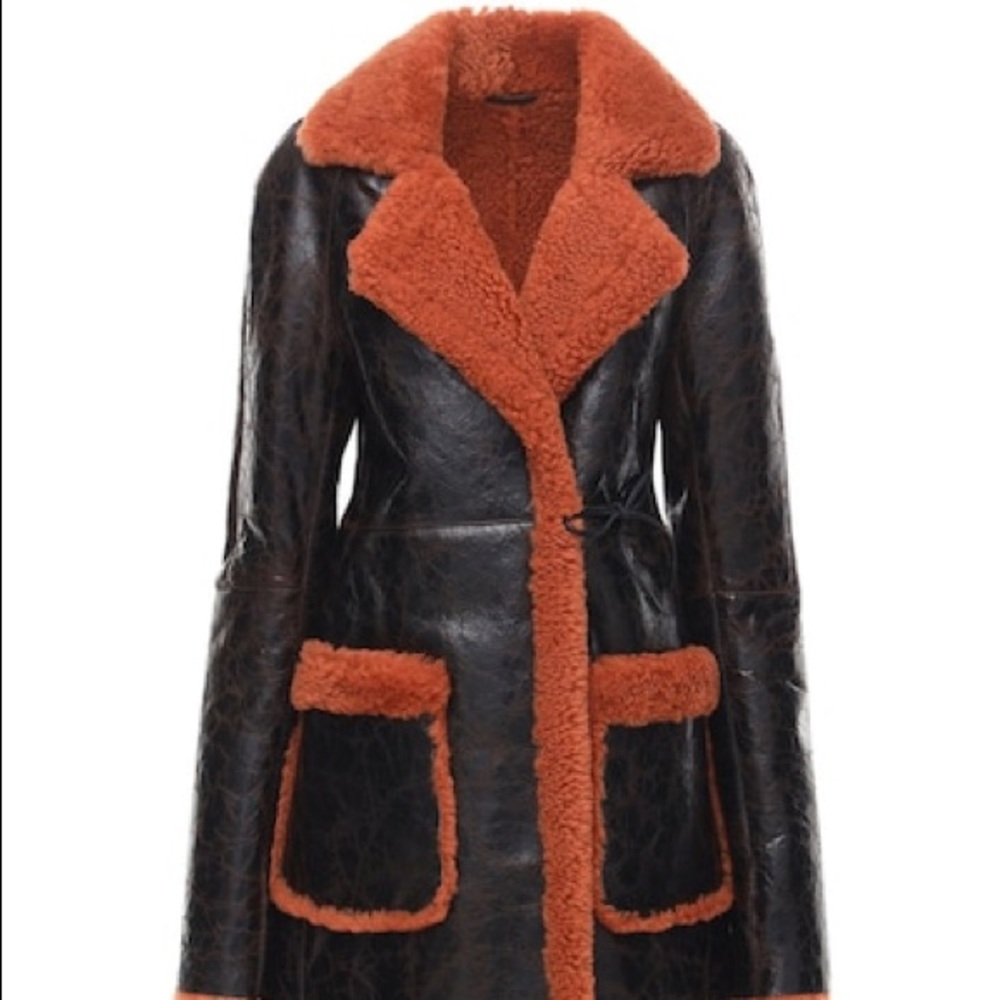 Dries Van Noten Lorca Dyed Shearling & Leather Jacket In 701 Rust